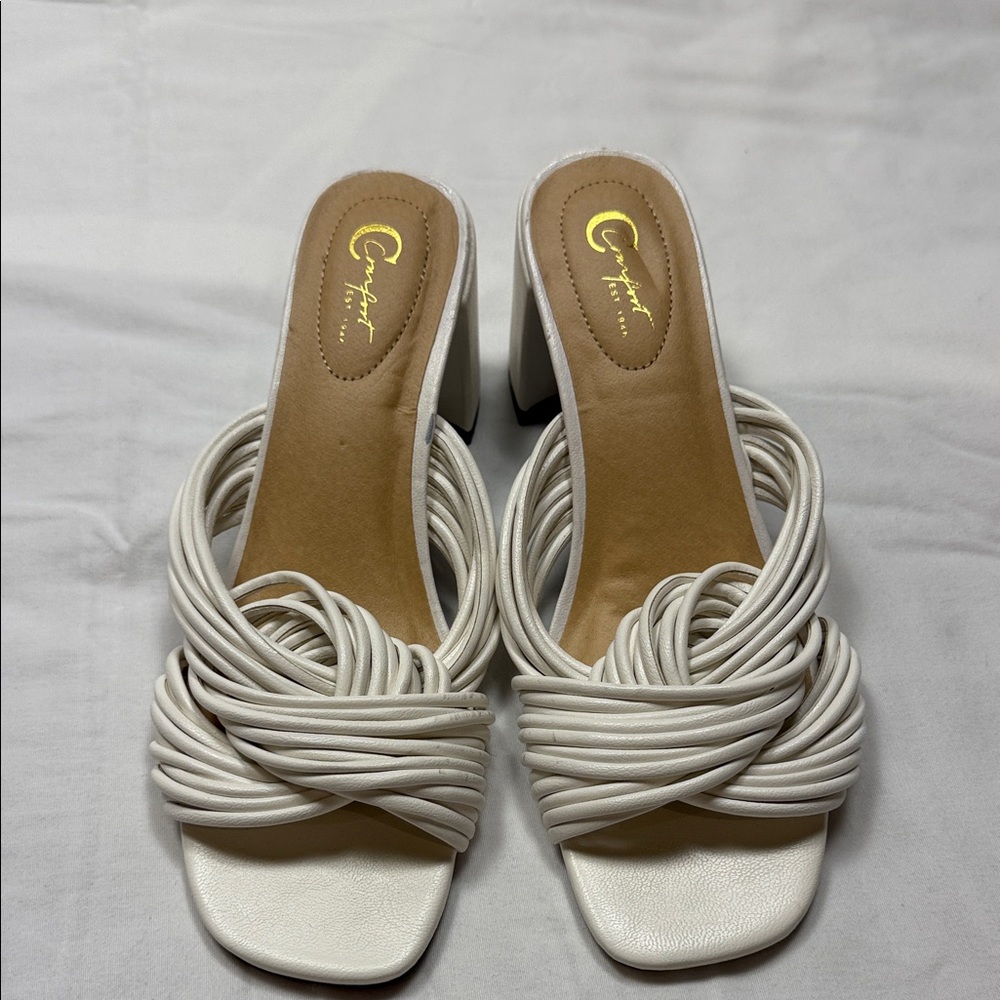 Elegant White Braided Heeled Sandals comfort EST 1946 super comfy 8 wide